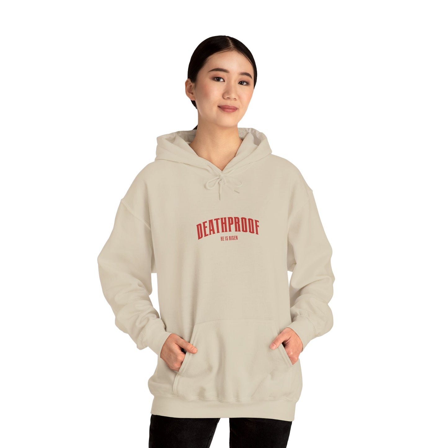 DEATHPROOF Hoodie Red Letter Edition – Cream
